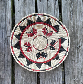 Hand Woven Southwestern Styled Wall Decor Basket with Butterfly Pattern