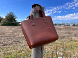Medium Brown Leather Tote Extra Small Size