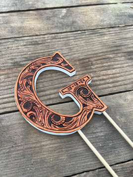  Leather Wedding Initial Cake Topper