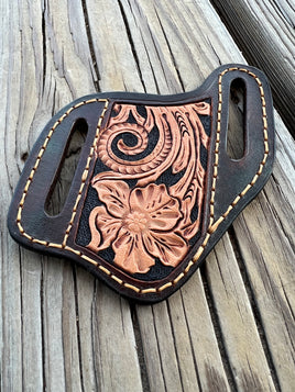 Custom Order- Slanted Style A Carved Leather Pocket Knife Sheath