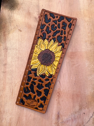 Leopard Spot and Sunflower Leather Show Stick Wrap