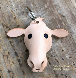 Custom Ordered~ 3-D Cow Portrait Leather Keychain