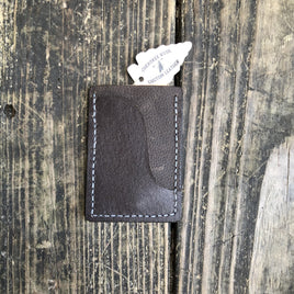 Chocolate Pebble Oil Tanned and Black 3 Slot Minimalist Wallet
