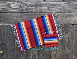 Bright & Bold Red Serape Placemat and Coaster Gift Set - Peyote Rose