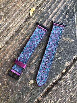 42mm/44mm Purple Dragon Scale Leather iWatch Band