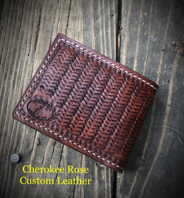 Custom Order~Fully Stamped BiFold Mens Leather Wallet
