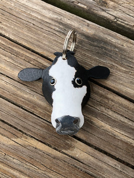 Hand Painted Simmental Cow Leather Keychain