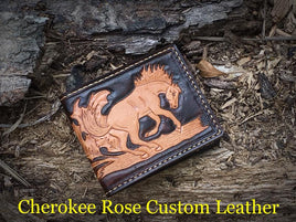 Custom Order~Carved Leather BiFold Mens Wallet