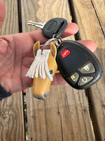 Painted Leather Palomino Horse Head Keychain