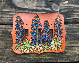 Hand Painted Texas Bluebonnets 3 Switch Light Switch Cover - Peyote Rose