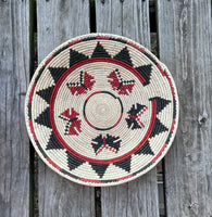 Hand Woven Southwestern Styled Wall Decor Basket with Butterfly Pattern