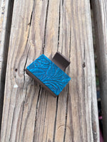 2 Inch Blue Embossed Leather on Medium Brown Hair Claw Clip