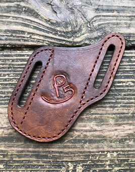 Custom Ordered Leather Knife Sheath SLanted Style with Full Hand Careved Design