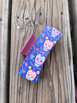 4 Inch Purple Candy Skull on Pink Hair Claw Clip