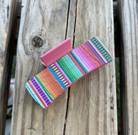 4 Inch Serape Leather Design on Pink Hair Claw Clip