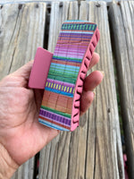 4 Inch Serape Leather Design on Pink Hair Claw Clip