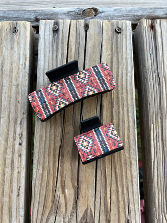 Southwestern Tribal Design on Black Hair Claw Clip
