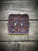 Tooled Leather Double Light Switch Covers