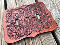 Tooled Leather Triple Light Switch Covers