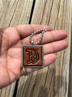 Fancy Scroll Letter 'D' Initial Leather Pendant Necklace
