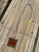 Fancy Scroll Letter 'D' Initial Leather Pendant Necklace