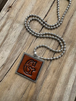 Fancy Scroll Letter 'G' Initial Leather Pendant Necklace