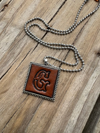 Fancy Scroll Letter 'G' Initial Leather Pendant Necklace