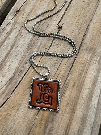 Fancy Scroll Letter 'L' Initial Leather Pendant Necklace