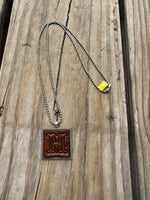 Fancy Scroll Letter 'M' Initial Leather Pendant Necklace