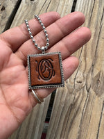 Fancy Scroll Letter 'O' Initial Leather Pendant Necklace