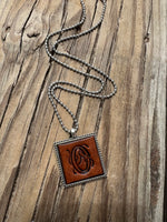 Fancy Scroll Letter 'O' Initial Leather Pendant Necklace