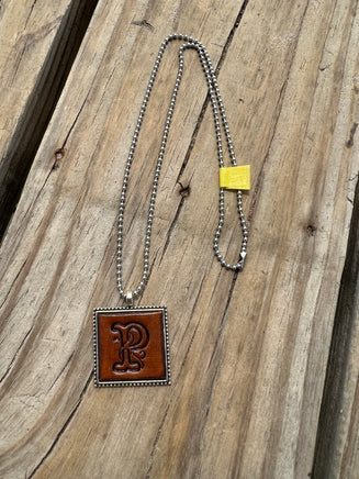 Fancy Scroll Letter 'P' Initial Leather Pendant Necklace
