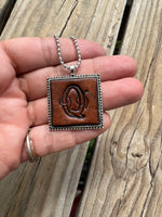 Fancy Scroll Letter 'Q' Initial Leather Pendant Necklace