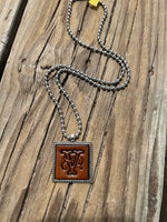 Fancy Scroll Letter 'V' Initial Leather Pendant Necklace