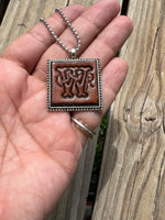Fancy Scroll Letter 'W' Initial Leather Pendant Necklace