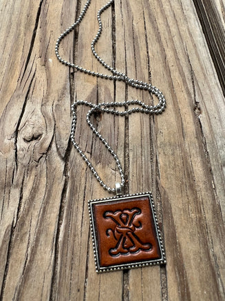 Fancy Scroll Letter 'X' Initial Leather Pendant Necklace