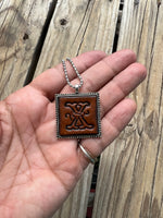 Fancy Scroll Letter 'X' Initial Leather Pendant Necklace