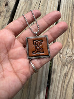 Fancy Scroll Letter 'Z' Initial Leather Pendant Necklace