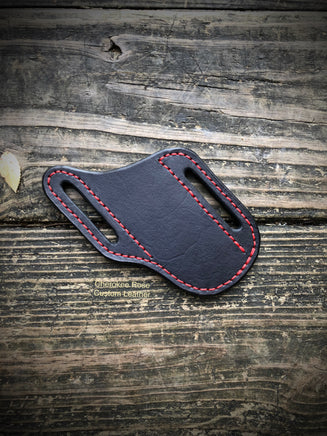 Custom Ordered Leather Pocket Knife Sheath Hand Stamped Design