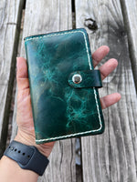Copper Turquoise Oil Tanned Leather Spiral Top Notebook Holder