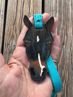 Hand Painted Dark Bay Horse Face Key Chain