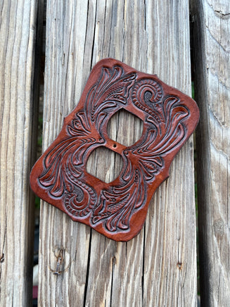 Tooled Leather Electrical Outlet Covers