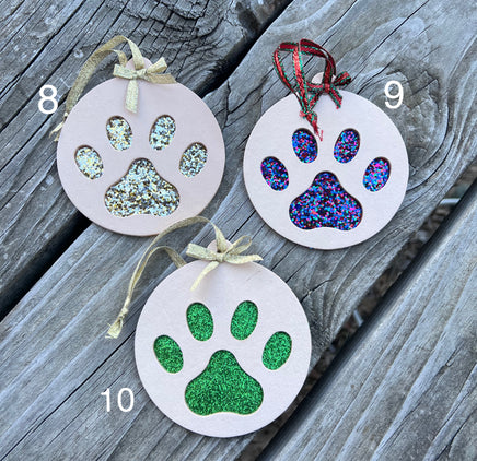 Personalized Leather Dog Paw Christmas Ornament