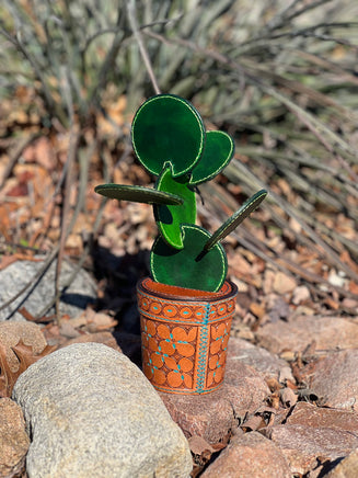 Leather Prickly Pear Cactus Coaster Gift Set