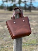 Medium Brown Leather Tote Extra Small Size