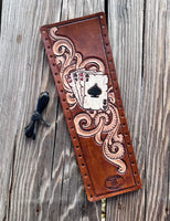 Four Aces and Western Floral Leather Show Stick Wrap