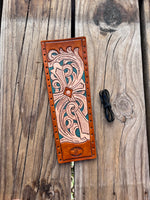 Floral Carved Cross Leather Show Stick Wrap