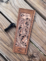 Traditional Floral Carved Custom Leather Show Stick Wrap