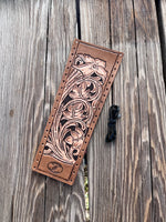 Traditional Floral Carved Custom Leather Show Stick Wrap