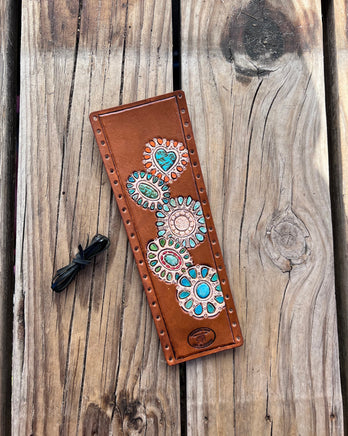 Turquoise Jewelry Hand Painted Leather Show Stick Wrap